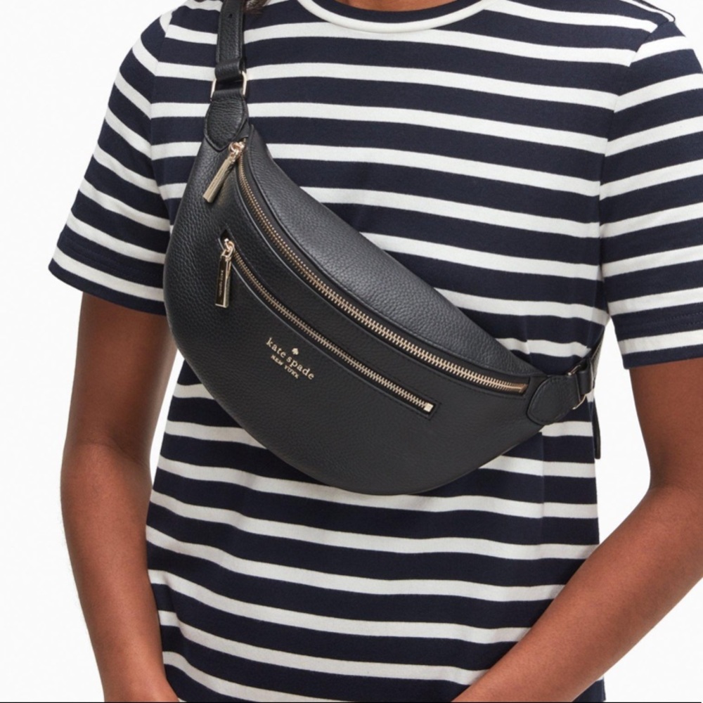 MAKE AN OFFER Kate spade Leila Black Pebbled Leather Belt Bag Fanny Bag